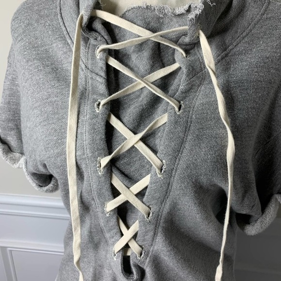 Anthropologie‎ t la lace up gray sweatshirt XS - Picture 3 of 8